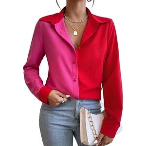 Colorblock Red and Pink Women's Top